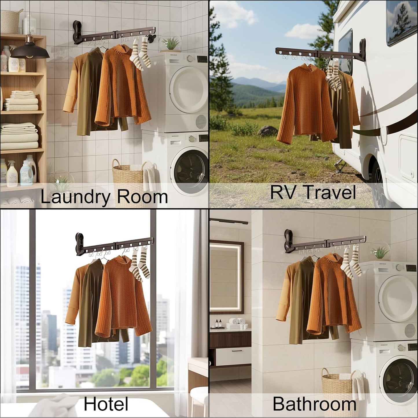 Foldable Clothes Drying Rack with Suction Cup Clothes Rack Portable Drying Racks Laundry Clothes Hanger Collapsible Clothing Racks for Travel Laundry Room Hotel RV Dorm