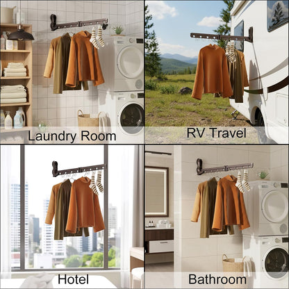 Foldable Clothes Drying Rack with Suction Cup Clothes Rack Portable Drying Racks Laundry Clothes Hanger Collapsible Clothing Racks for Travel Laundry Room Hotel RV Dorm