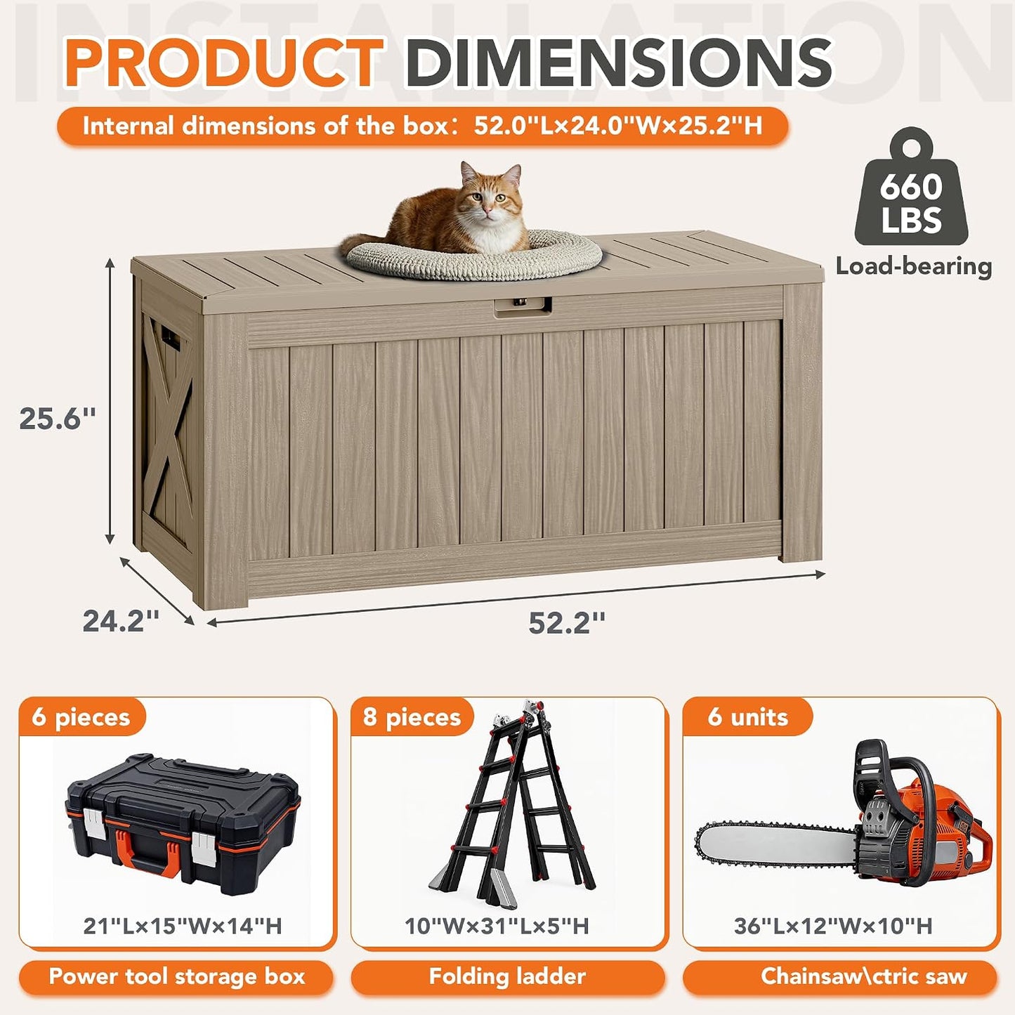 32 Gallon Deck Box Outdoor Indoor Waterproof Storage Box for Patio Furniture, Pool Accessories, Garden Tools, and Cushion Storage, Black