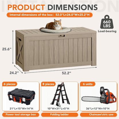 32 Gallon Deck Box Outdoor Indoor Waterproof Storage Box for Patio Furniture, Pool Accessories, Garden Tools, and Cushion Storage, Black