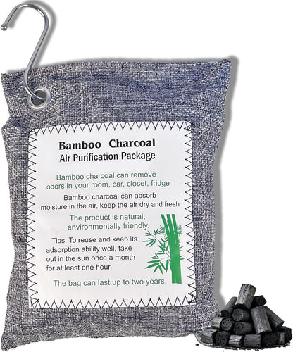 Bamboo Charcoal Air Purifying Bag, Activated Charcoal Odor Absorber Moisture Absorber Car Fresheners Odor Eliminator for Home Car Closet Refrigerator Shoe Smell Remover Gym Bag Deodorizer, Green