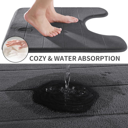 Yimobra Memory Foam Bath Mat, Super Soft Absorbent Bathroom Rug Non Slip, Quick Dry, Machine Washable Floor Carpet for Tub Shower, Home Decor Accessories, 24x17, Grey