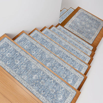 OJIA Extra Non-Slip Stair Treads for Wooden Steps 15PCS, 30"X8" Rubber Indoor Stair Runner Slip Resistant Stair Rugs Safety Mats for Dogs, Kids & Elders, Stairway Grip Step Treads, Gray