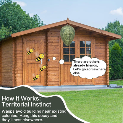 Fake Wasp Nest 4 Pack, Upgraded Waterproof Wasp Nest Decoy Outdoor Hanging, Realistic Artificial Hornet Nests with Stainless Steel Frame for Patio, Porch, Garden, Backyard, Under Eaves
