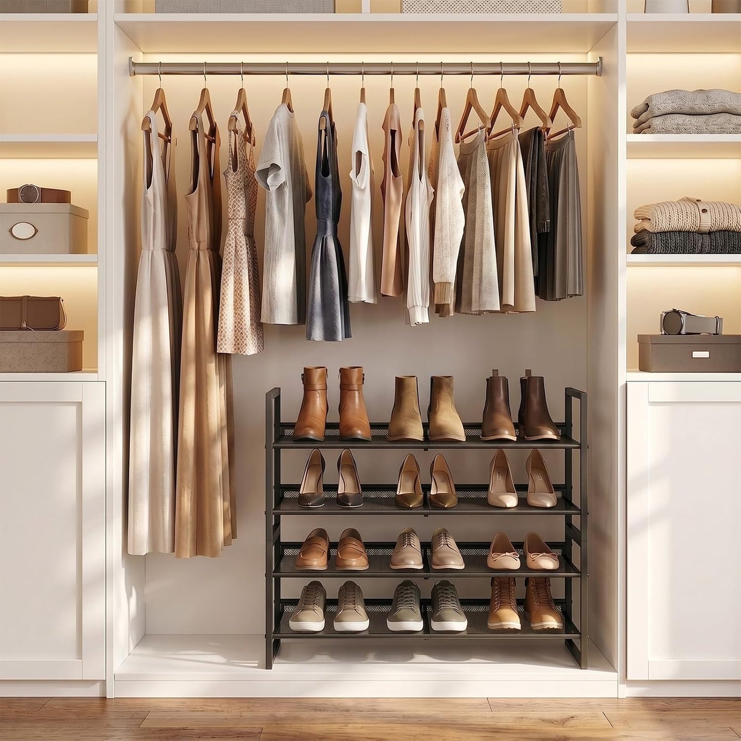 Garden 4 you Shoe Rack - Expandable Shoe Organizer for Closet, Metal Shoe Shelf Organizer, Stackable Adjustable Shoe Storage Shelf for Entryway, Garage, Door Entrance (2-Tier)