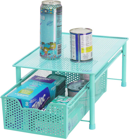Simple Houseware Stackable 2 Tier Sliding Basket Organizer Drawer, White