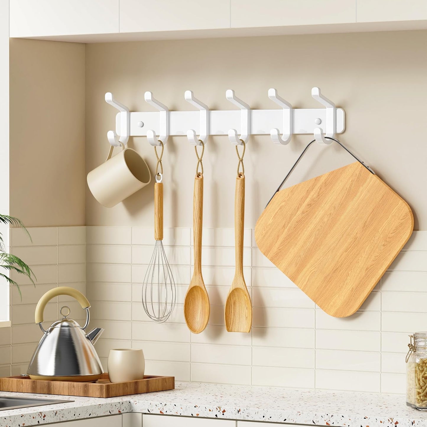 pickpiff Coat Rack Wall Mounted Heavy-Duty: Metal Coat Hanger 6 Hooks for Hanging Hat, Clothes, Robe, Keys, Backpack, Bathroom Towels, Jacket, Purse - Closet, Door, Entryway, Mudroom (Black, 1 Pack)