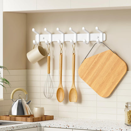 pickpiff Coat Rack Wall Mounted Heavy-Duty: Metal Coat Hanger 6 Hooks for Hanging Hat, Clothes, Robe, Keys, Backpack, Bathroom Towels, Jacket, Purse - Closet, Door, Entryway, Mudroom (Black, 1 Pack)