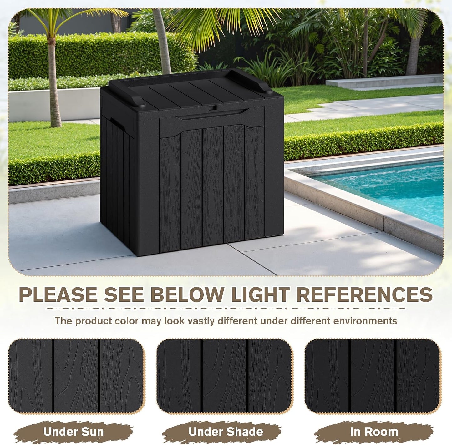 JUMMICO 31 Gallon Resin Deck Box Waterproof Indoor Outdoor Storage Boxes for Patio Furniture Cushions and Garden Tools (Brown)