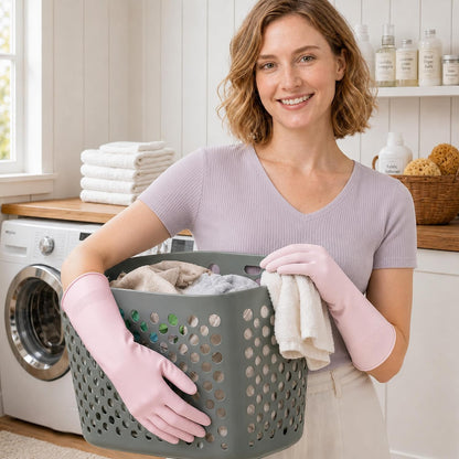 3 Pairs Dishwashing Gloves, Reusable Dish Gloves for Household Cleaning, Waterproof Rubber Dish Washing Glove