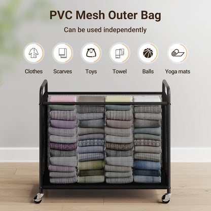 ELYKEN Laundry Hamper 3 Section, 120L Rolling Laundry Sorter with Removable Liner Bag, Laundry Basket with Wheels, Steel Frame with Metal Handle, Clothes Hamper Cart for Laundry Room & Bedroom