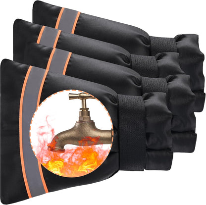Outdoor Faucet Cover, Thicken Outdoor Faucet Covers for Winter Freeze Protection 5.9" W x 7.1" H Orange Reflective Strip, Outside Faucet Socks Reusable Waterproof Insulated Wrap Spigot Cover, 4 Pack