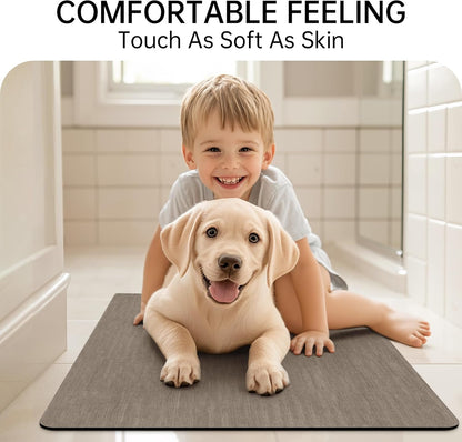 Mecko Bath Mat Rug, Rubber Non-Slip Quick Dry Absorbent Thin Bathroom Rugs Fit Under Door Bathroom Floor Mats-Shower Rug for in Front of Bathtub, Sink, Shower Room(Light Grey,16"x24")