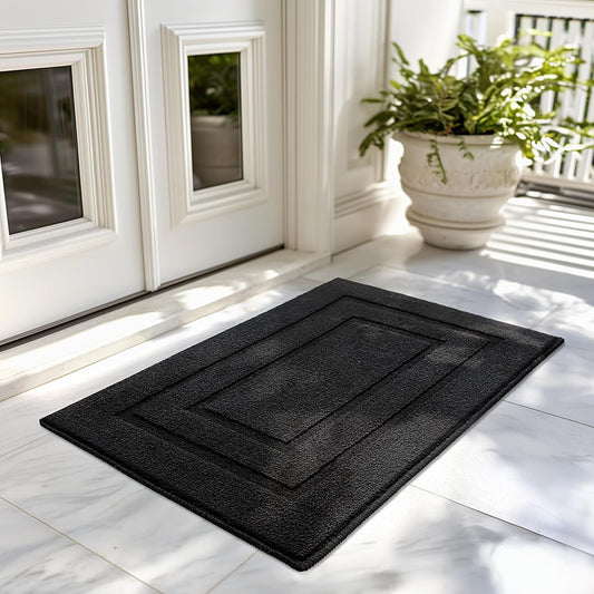 GRANNY SAYS Front Door Mat Indoor Entrance, Indoor Doormat Non Slip Washable, Low Profile Outdoor Welcome Mat, 32" x 20" Resist Dirt Absorbent Entryway Doormat for Floor, Grey