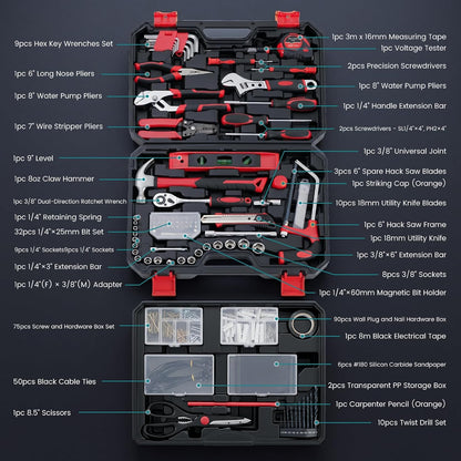 DUMOS 330-Piece Complete Homeowners Tool Box Set with Pull-Out Drawer | Durable Tool Kit, Versatile Home Repair Tool Kit for Auto & Household, DIY Projects
