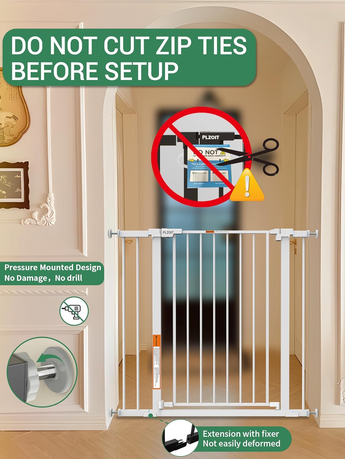 29.5-40.5" Baby Gate for Stairs, Dog Gate for Doorways, Walk Thru Auto Close Metal Baby Safety Gate for The House, Stairs and Doorways, Child Gate Pressure Mounted, Pet Gate for Dog Indoor - Black