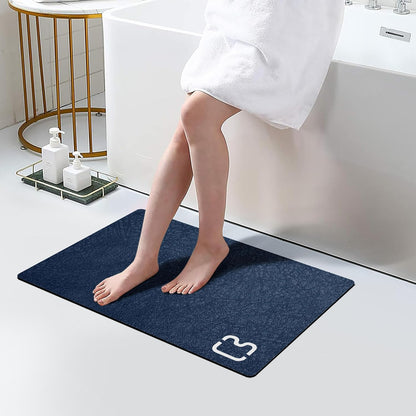 Diatomaceous Earth Bath Mat Rugs Super Absorbent Diatomite Stone Bath Mat Non Slip Quick Dry Thin Bathroom Mat Fit Under Door, Floor Rugs in Front of Bathtub, Shower Room, Sink,15.7"x23.6", Grey