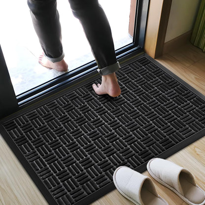 Mibao Front Door Mat, Heavy Duty Durable Welcome Mat for Outdoor Indoor, Dirt Trapper Waterproof Super Absorbent Door Mat for Entryway Outside Patio Porch, 29.5" x 17", Grey
