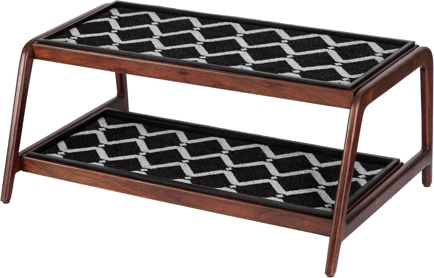 Anji Mountain Heavy Duty Waterproof Wooden Shoe Storage Mat Organizer/Boot Storage Tray Multi Use for Entryway with Coir, Gray and Ivory Insert, 1 Tier, Fits 2 Pair (26.5" Wide)