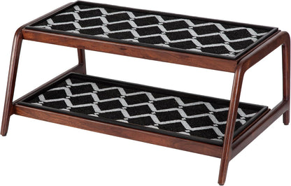 Anji Mountain Heavy Duty Waterproof Wooden Shoe Storage Mat Organizer/Boot Storage Tray Multi Use for Entryway with Coir, Gray and Ivory Insert, 1 Tier, Fits 2 Pair (26.5" Wide)
