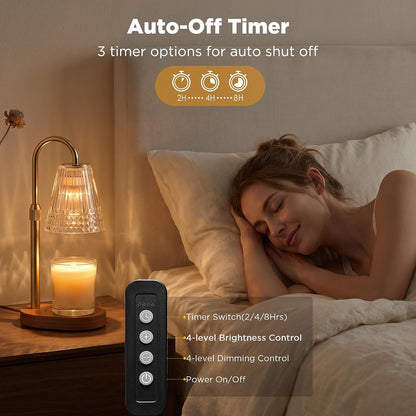 Candle Warmer Lamp with Timer Dimmable, Height Adjustable Wax Melt Warmer Lamp with 2 Bulbs, Flameless Candle Warmer for Home Decor, Birthday Gifts for Women Mom (Classic Gold)