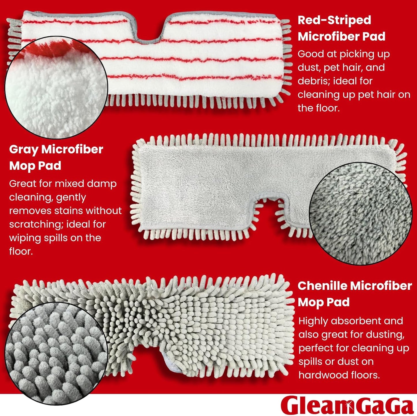 Microfiber Mops for Floor Cleaning, Flat Dust Mop with 4 Washable Pads, Dual-Sided Flip Mop for Wet & Dry Use, Extendable 62’’ Handle with Scraper, Floor Mops for Hardwood,Laminate,Vinyl,Kitchen,Tile