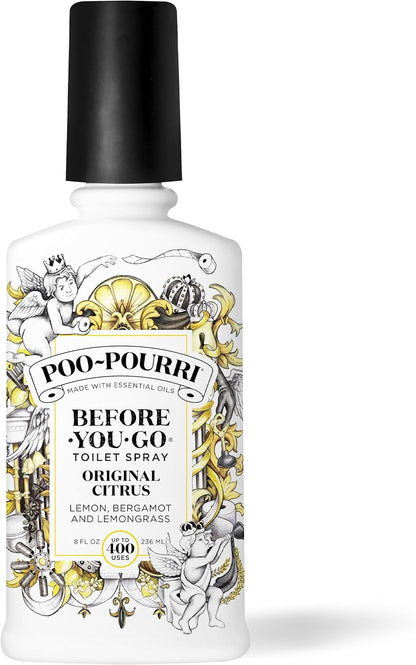 Poo-Pourri Before-You-Go Toilet Spray Refill, Original Citrus, 16 Fl Oz, Up to 800 Uses, Bathroom Odor Deodorizer with Essential Oils for Home or Work, Lemon, Bergamot and Lemongrass Scent