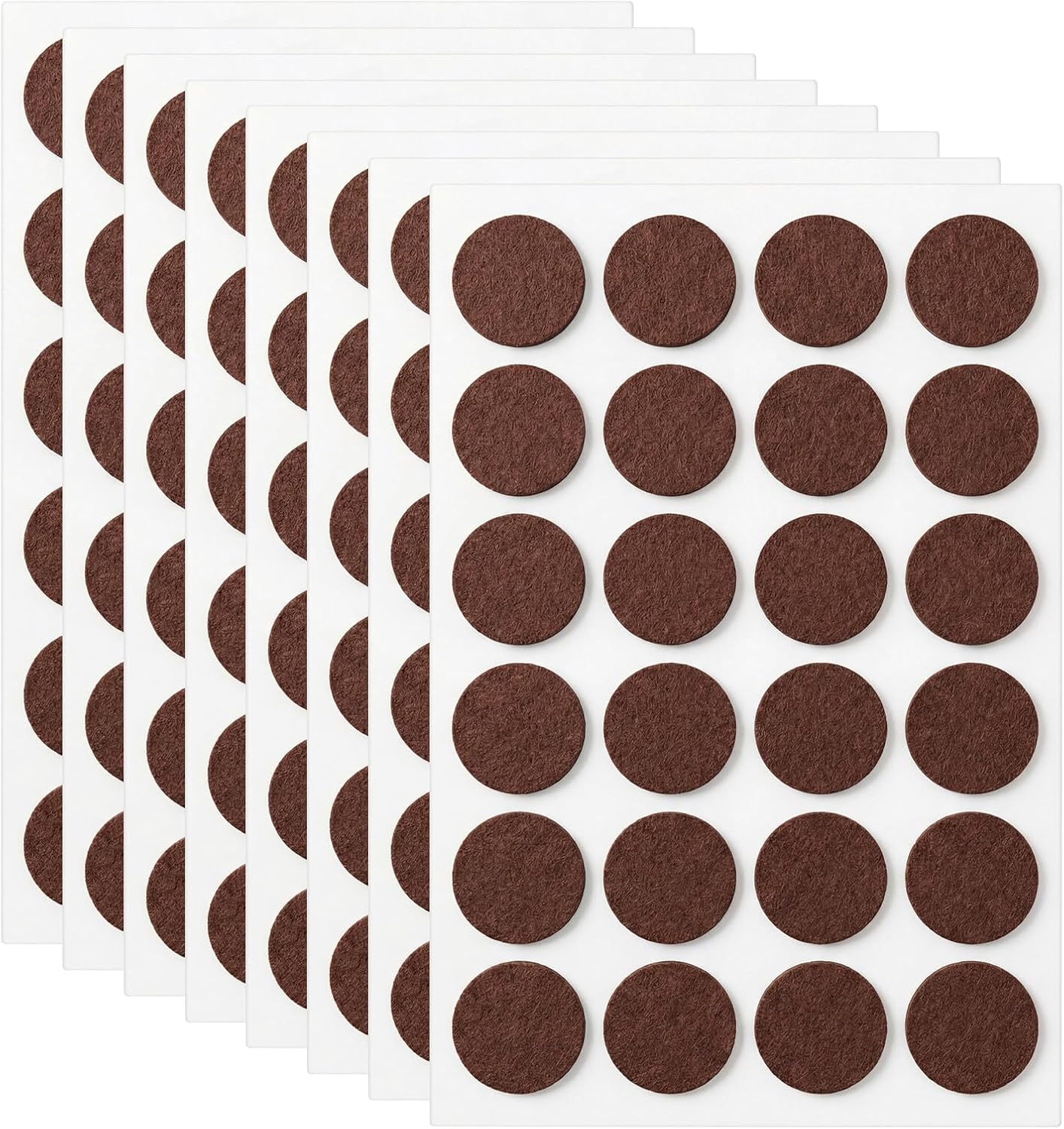 192 Pcs Brown Felt Chair Pads, 0.87in Diameter Self-Adhesive Round Felt Pads for Chair Legs for Furniture Kitchen Doors Floor Drawers Cupboards