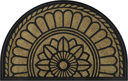 Mibao Front Door Mat Indoor Outdoor Entrance, Semicircular Entrance Mat, Half Round Waterproo Non-Slip Durable Rubber Door Mats, Low Profile Heavy Duty Doormat for Garage, Patio, 30" x 18", Yellow