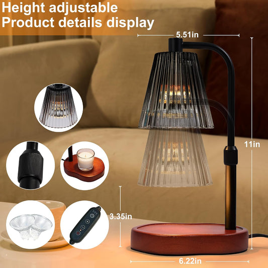 Candle Warmer Lamp with Timer Dimmable, Lamp Candle Warmer for Jar Candles，Birthday Gifts for Women Mom Friend Sister, House Warming Gifts Vintage Home Decor，Wax Warmer Lamp with 2 Bulbs