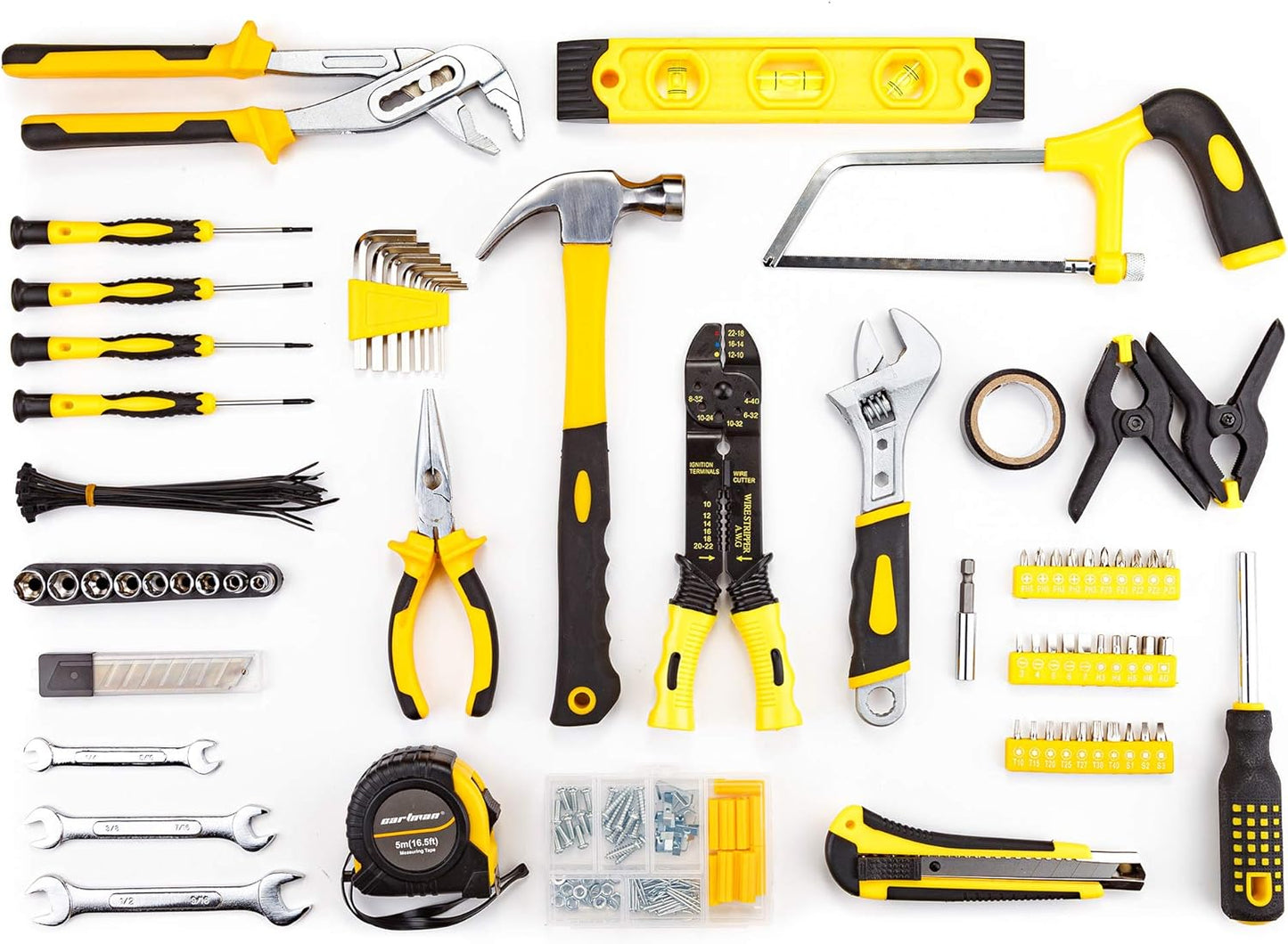 CARTMAN 136-Piece Household Tool Set, Home Repair Kit With Storage Case Box | Complete tool assortment for home repairs, office fixes, dorm needs, furniture setup, crafting, and everyday household fixes.