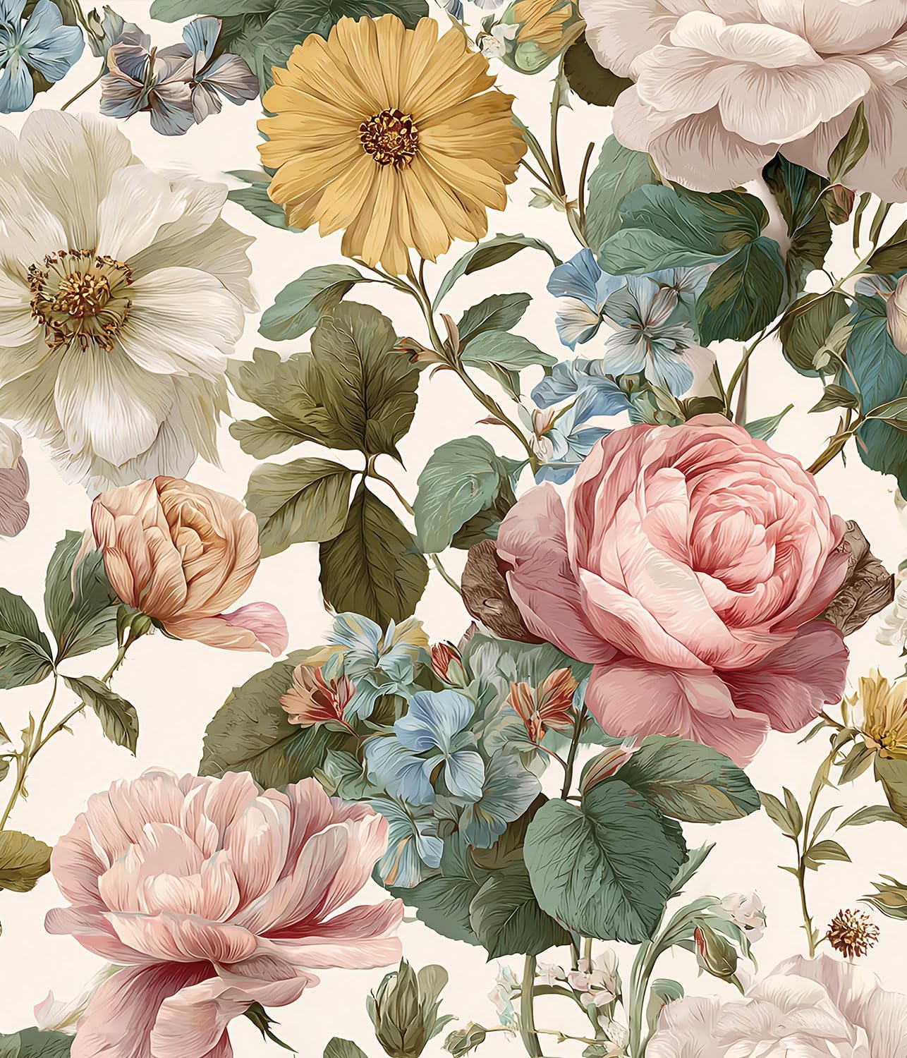 Orainege Pink Floral Peel and Stick Wallpaper Removable Self Adhesive Wallpaper 16.9inx118.1in Modern Wall Paper for Bedroom Bathroom Green Leaf Contact Paper for Cabinets