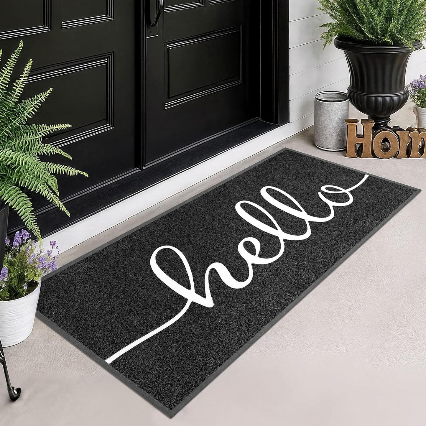 EARTHALL Door Mat Outside Inside Home Doormat, 30"x17.5", Durable Floor Mat Non Slip Mat Ultra Absorb Mud Easy Clean Front Doormat for Garage, Entryway, Patio, High Traffic Areas, Black