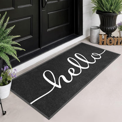 EARTHALL Door Mat Outside Inside Home Doormat, 30"x17.5", Durable Floor Mat Non Slip Mat Ultra Absorb Mud Easy Clean Front Doormat for Garage, Entryway, Patio, High Traffic Areas, Black