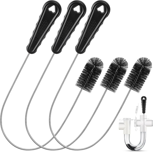 3 Pcs Condensate Trap Flexible Drain Brush, 48 Inch AC Drain Line Cleaning Brush for AC & HAVC Condensate P Trap, Black