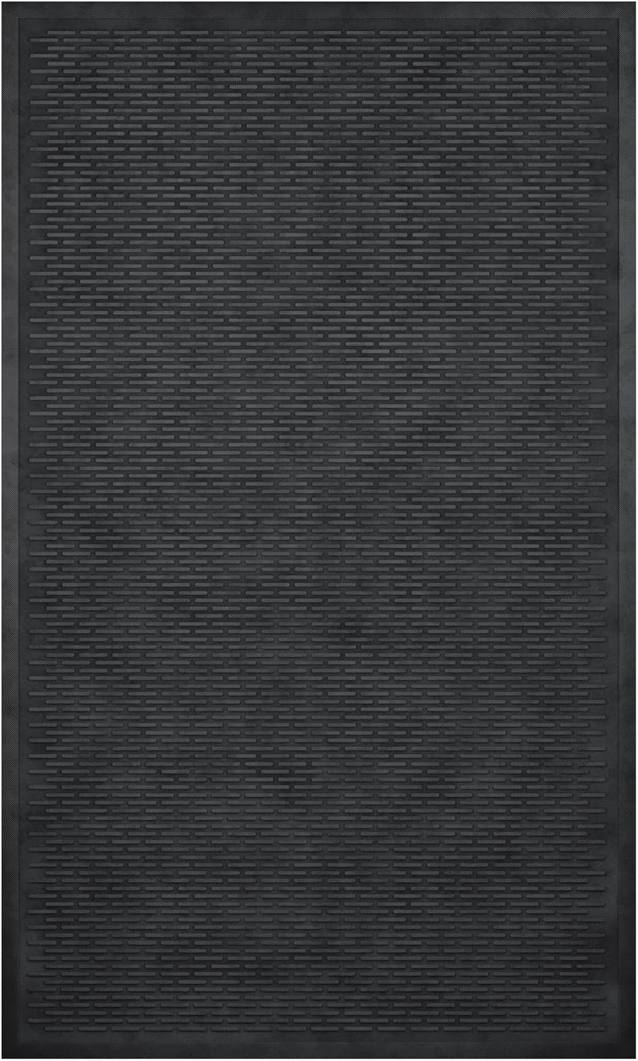 Ottomanson Waterproof Rubber Outdoor Doormat – Heavy-Duty Non-Slip Rubber Floor Mat with Ridge Scraper Pattern, All-Weather Front Door Entry Mat for Mud & Dirt Control – 18" x 30", Black
