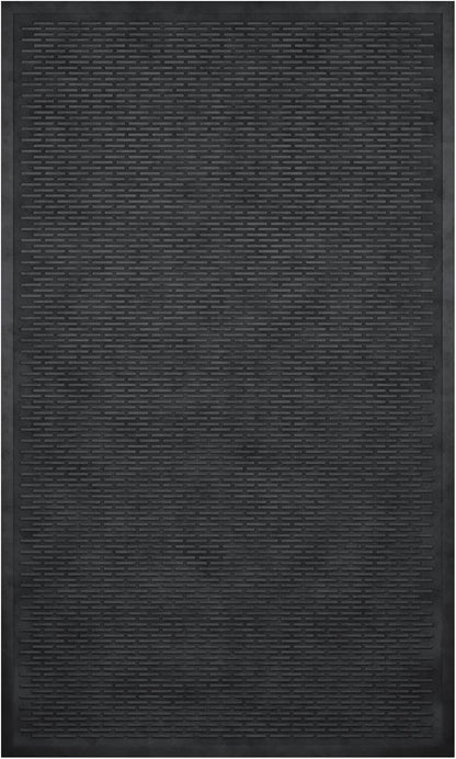 Ottomanson Waterproof Rubber Outdoor Doormat – Heavy-Duty Non-Slip Rubber Floor Mat with Ridge Scraper Pattern, All-Weather Front Door Entry Mat for Mud & Dirt Control – 18" x 30", Black
