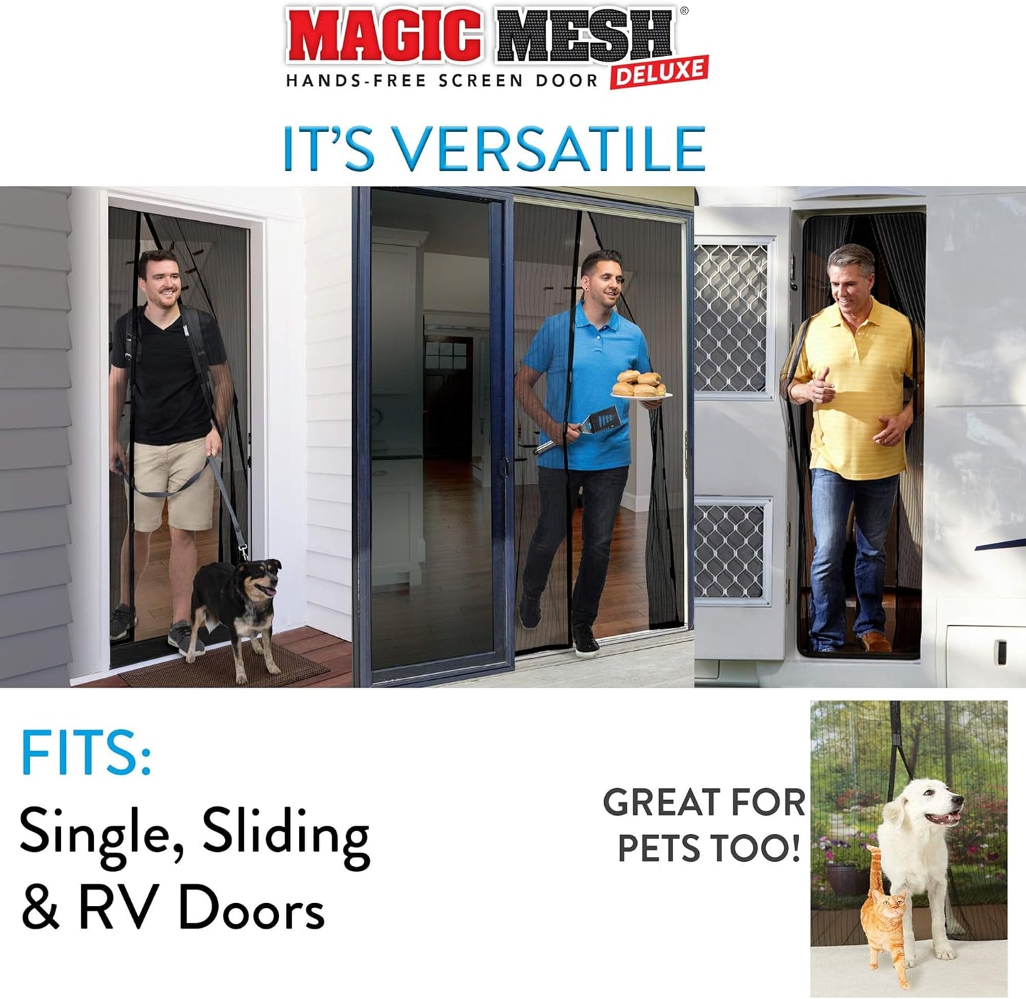 Magic Mesh Deluxe, Black | Magnetic Screen Door, Heavy Duty, Magnetic Closure, Door Net, Patio Screen, Sliding Door Screen, Bug Screen for Doorways, Kid & Pet Friendly | Size 39" x 83" (Pack of 1)