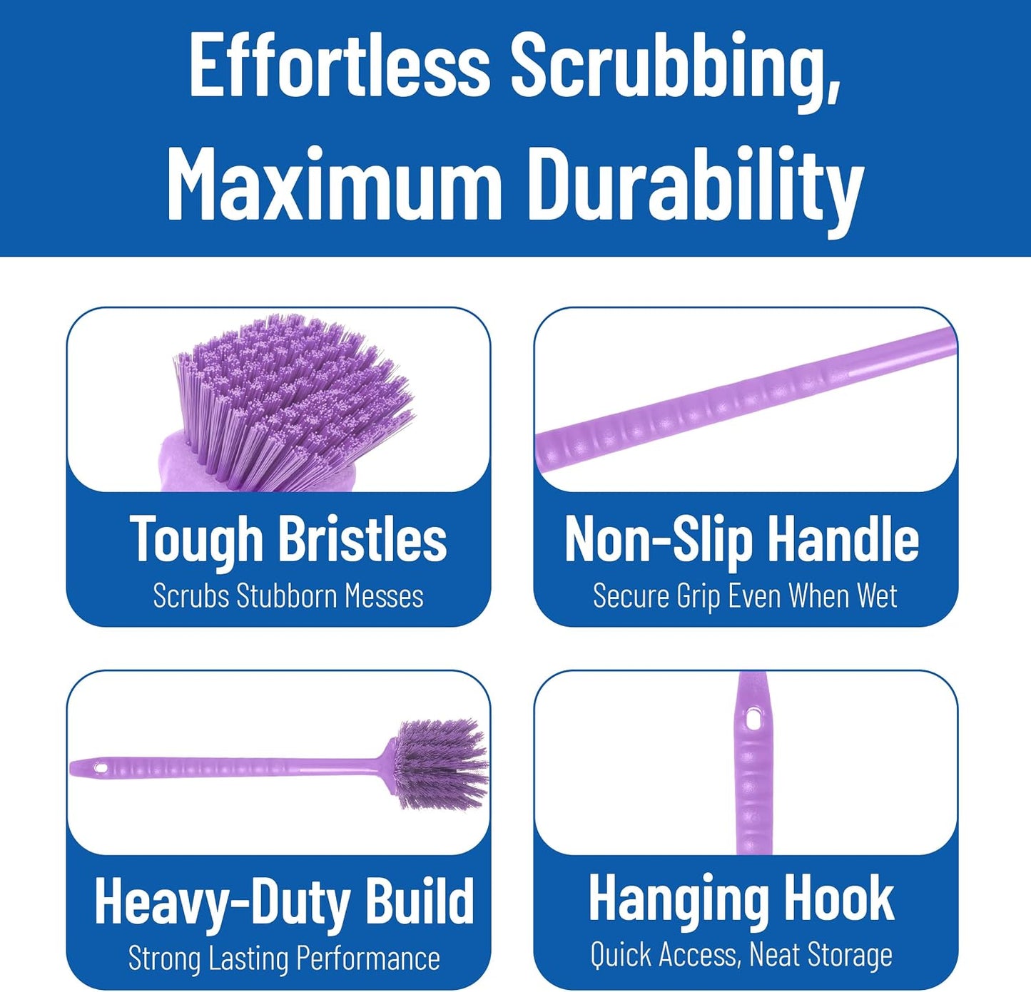SPARTA 20" Floater Scrub Brush with Long Handle, Oil-Resistant Polyester Bristles, Multiple Trim Angles, Foam-Injected Polymer Block, Commercial Cleaning Tool, Orange