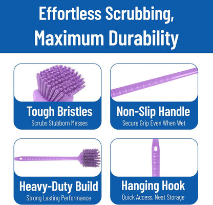 SPARTA 20" Floater Scrub Brush with Long Handle, Oil-Resistant Polyester Bristles, Multiple Trim Angles, Foam-Injected Polymer Block, Commercial Cleaning Tool, Orange