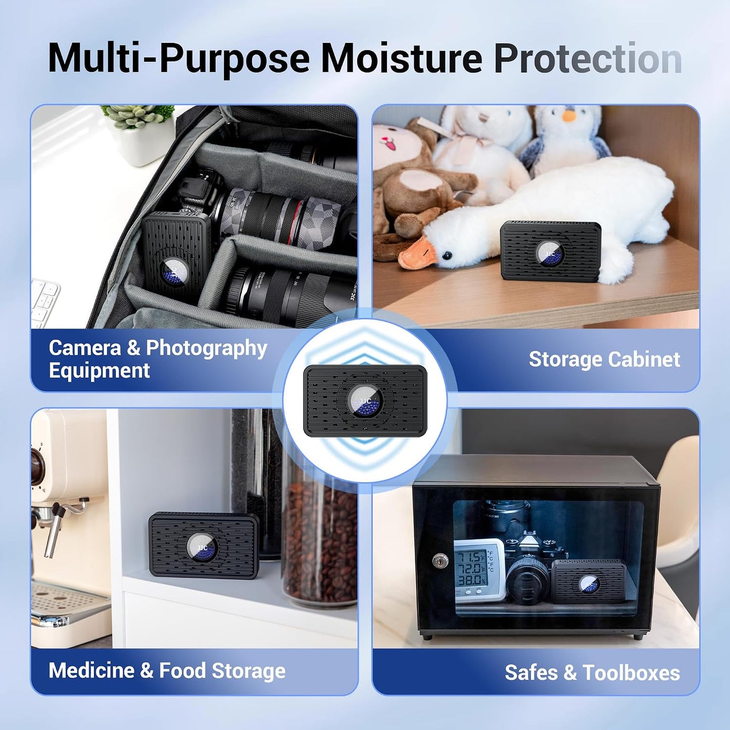 Auto Power-off USB C Rechargeable Dehumidifier Desiccant for Gun Safe | Small Reusable Electric Moisture Absorber for Storage Closet Cabinet Windowsill Bookcase & More Small Area