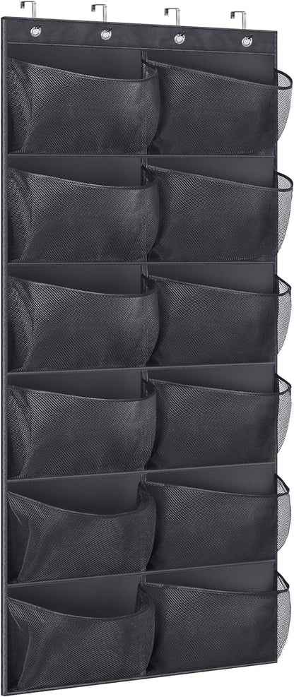 KIMBORA Over The Door Shoe Organizer 12 Large Mesh Pockets Boots Hanging Storage Shoe Rack for Closet White