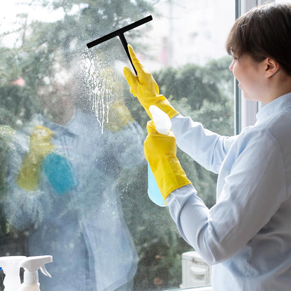 Splash Home Shower Squeegee for Glass Doors - Black Bathroom Squeegee with Suction Hook, Glass Shower Door Squeegee for Streak-Free Cleaning, Shower Wiper for Glass Doors and Tiles, 8.5" Wide Blade
