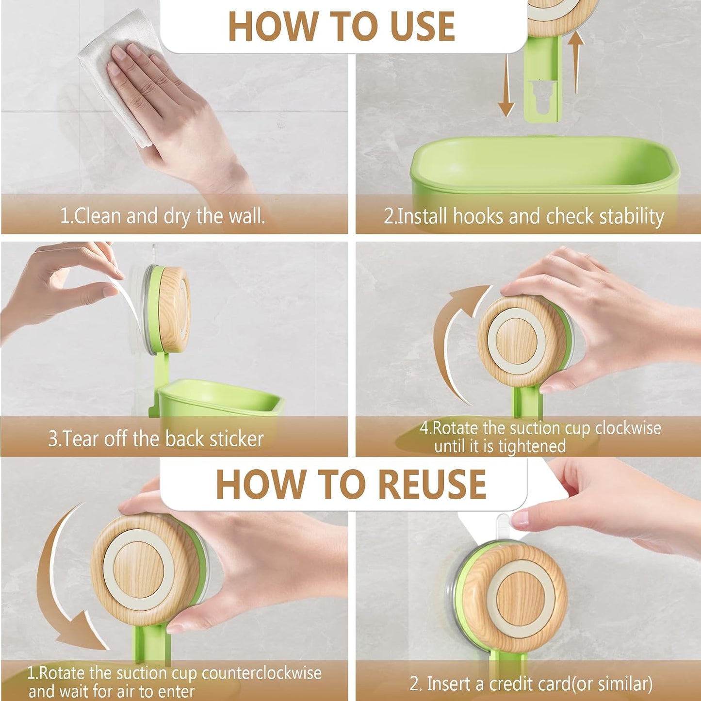 Double Layer Soap Dish for Shower 2 Pack, Wall Mounted Bar Soap Holder Suction Cup 2 Layer Self Draining Soap Case Sponge Holder for Shower Bathroom, Tub and Kitchen Sink, Drill-Free Tray