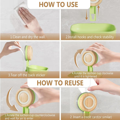 Double Layer Soap Dish for Shower 2 Pack, Wall Mounted Bar Soap Holder Suction Cup 2 Layer Self Draining Soap Case Sponge Holder for Shower Bathroom, Tub and Kitchen Sink, Drill-Free Tray