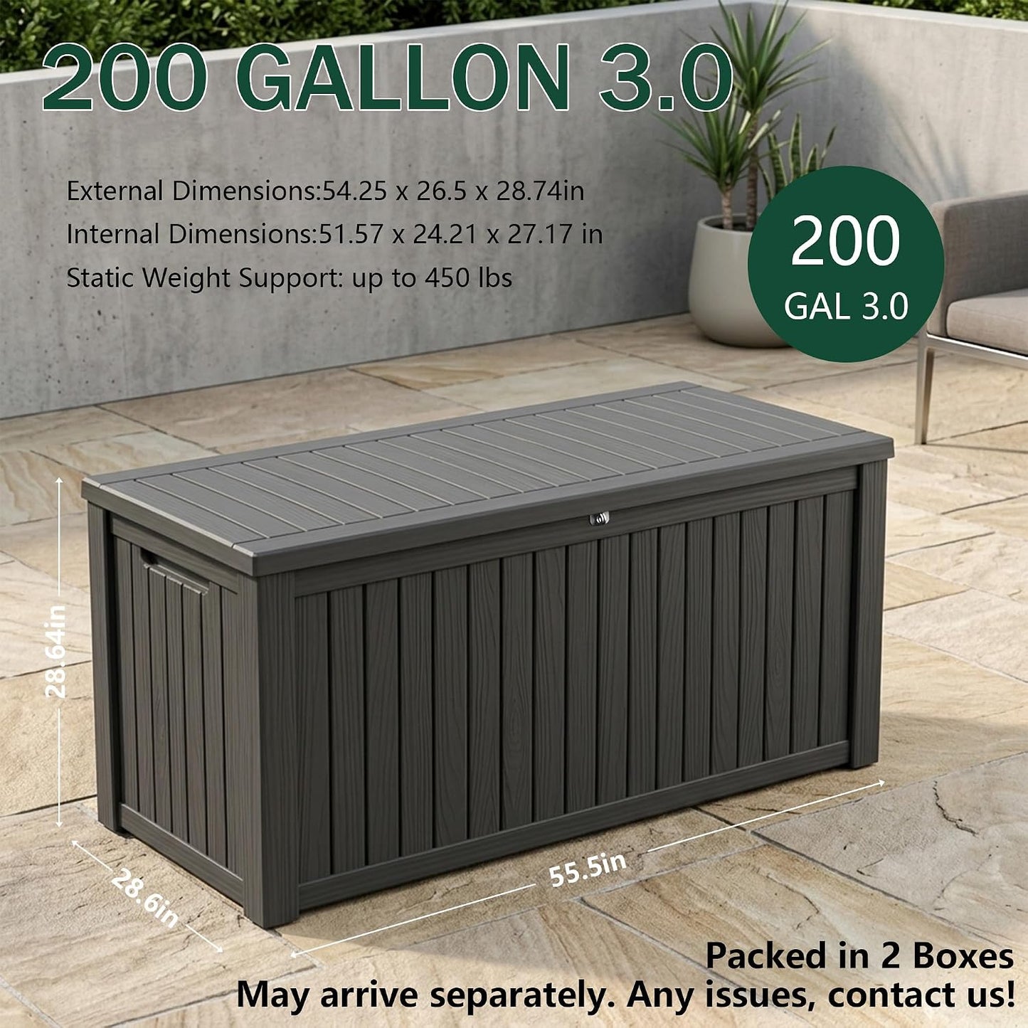 Outdoor Storage Box, 320 Gallon Waterproof Deck Box [Upgraded 3.0], Dual Gas-Spring Ultimate Resin Organizer for King Cushions, Heavy-Duty Lockable Estate Storage Bench, Backyard BBQ, Black