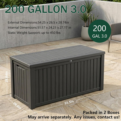 Outdoor Storage Box, 320 Gallon Waterproof Deck Box [Upgraded 3.0], Dual Gas-Spring Ultimate Resin Organizer for King Cushions, Heavy-Duty Lockable Estate Storage Bench, Backyard BBQ, Black