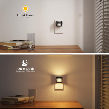 JandCase Motion Sensor Night Light, [2 Pack] Night Lights Plug into Wall, Dusk to Dawn & Motion Sensor, 3 Level Brightness Dimmable Plug in Night Light, 3000K Nightlight for Bedroom Bathroom Hallway