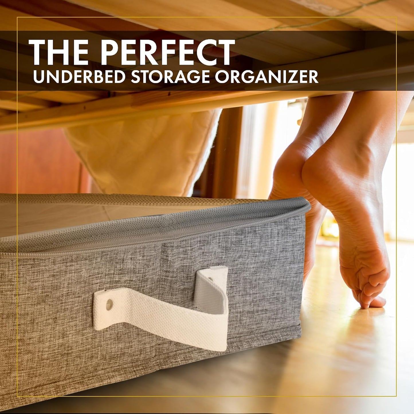 HOMELUX THEORY 2pc Low Profile Under Bed Storage Containers, Thin Under Couch Storage Organizer with Bins & Lids, Underbed Storage Box Ideal for Seasonal Clothes, Blankets, Fabric & Shoes (Ivory)