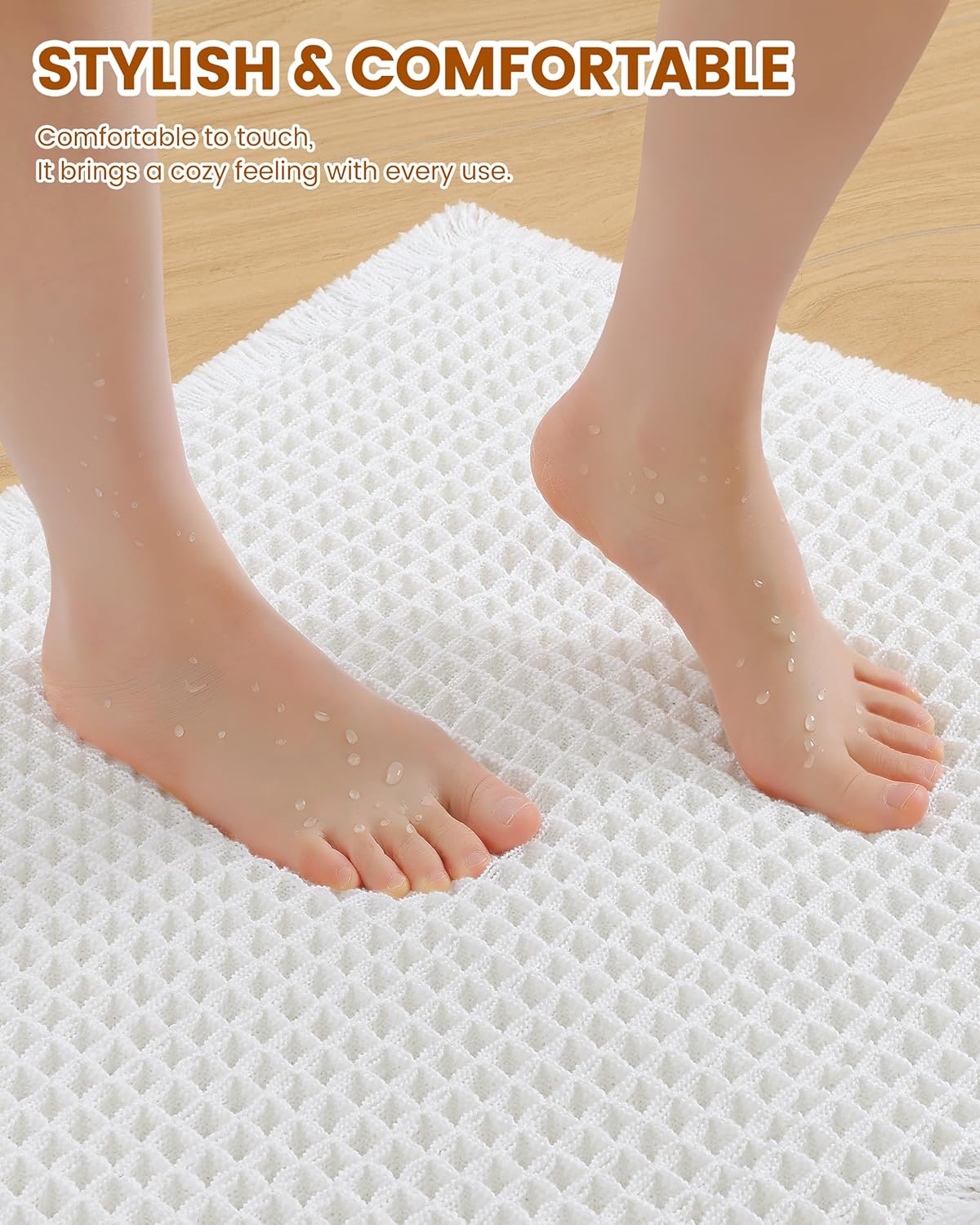 Smiry Waffle Bath Mat 30x20, Extra Soft Absorbent Bathroom Rugs, Non Slip Machine Washable Quick Dry Bath Rugs for Bathroom Floor, Tub, Shower, Home Decor Accessories, Brown